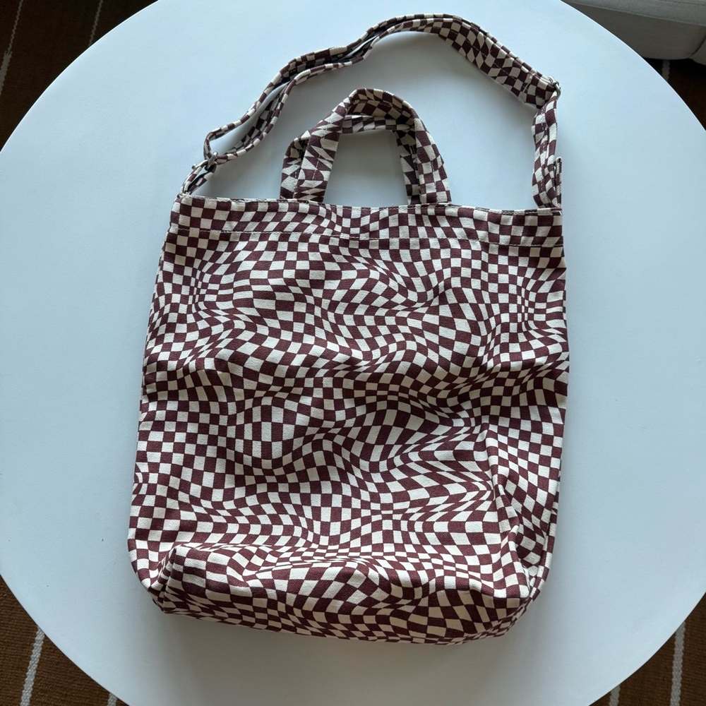 Baggu Canvas Duck Bag Maroon Trippy Checker
